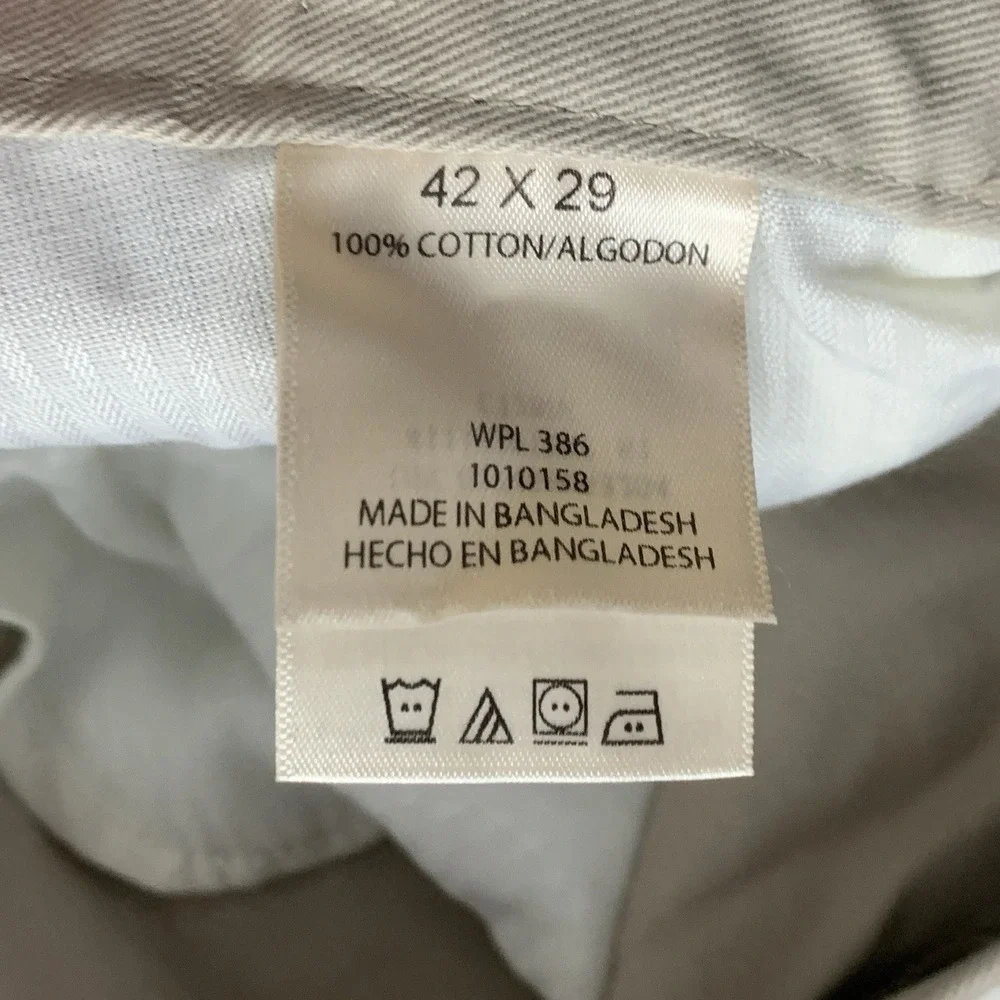 Haggar Men Size 42 x 29 Pants Genuine 61 Khaki Beige Chinos Cotton Straight Leg